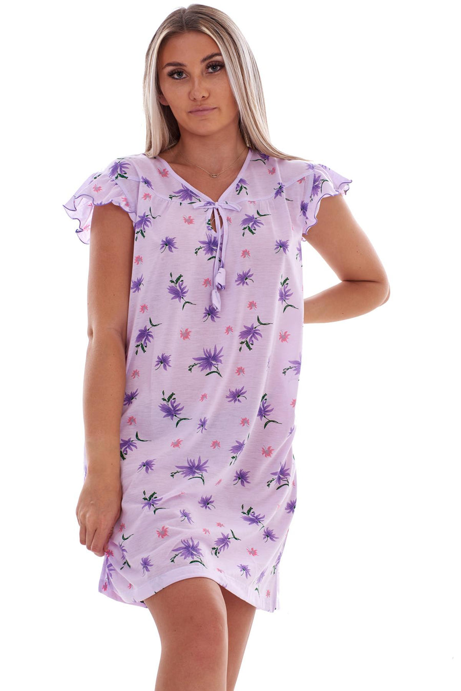 Ladies Nightdress Floral Cap Lounge Wear