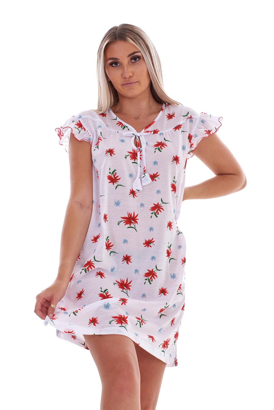 Ladies Nightdress Floral Cap Lounge Wear