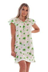 Ladies Nightdress Floral Cap Lounge Wear