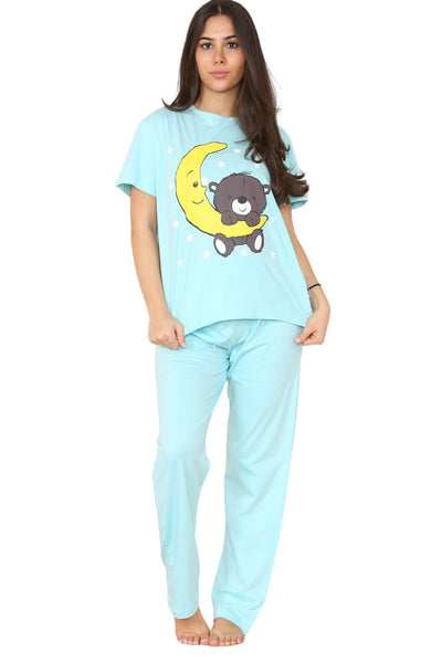 Ladies Stars Moon Teddy Short Sleeve Cotton Loungewear