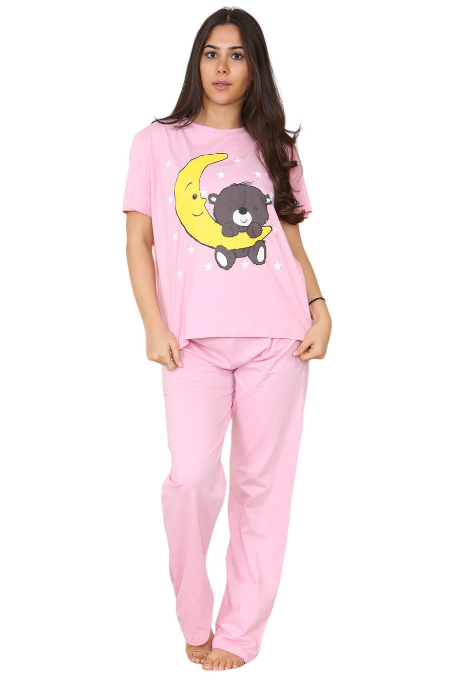 Ladies Stars Moon Teddy Short Sleeve Cotton Loungewear