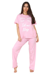 Ladies Let me Sleep Print Short Sleeve Cotton Loungewear
