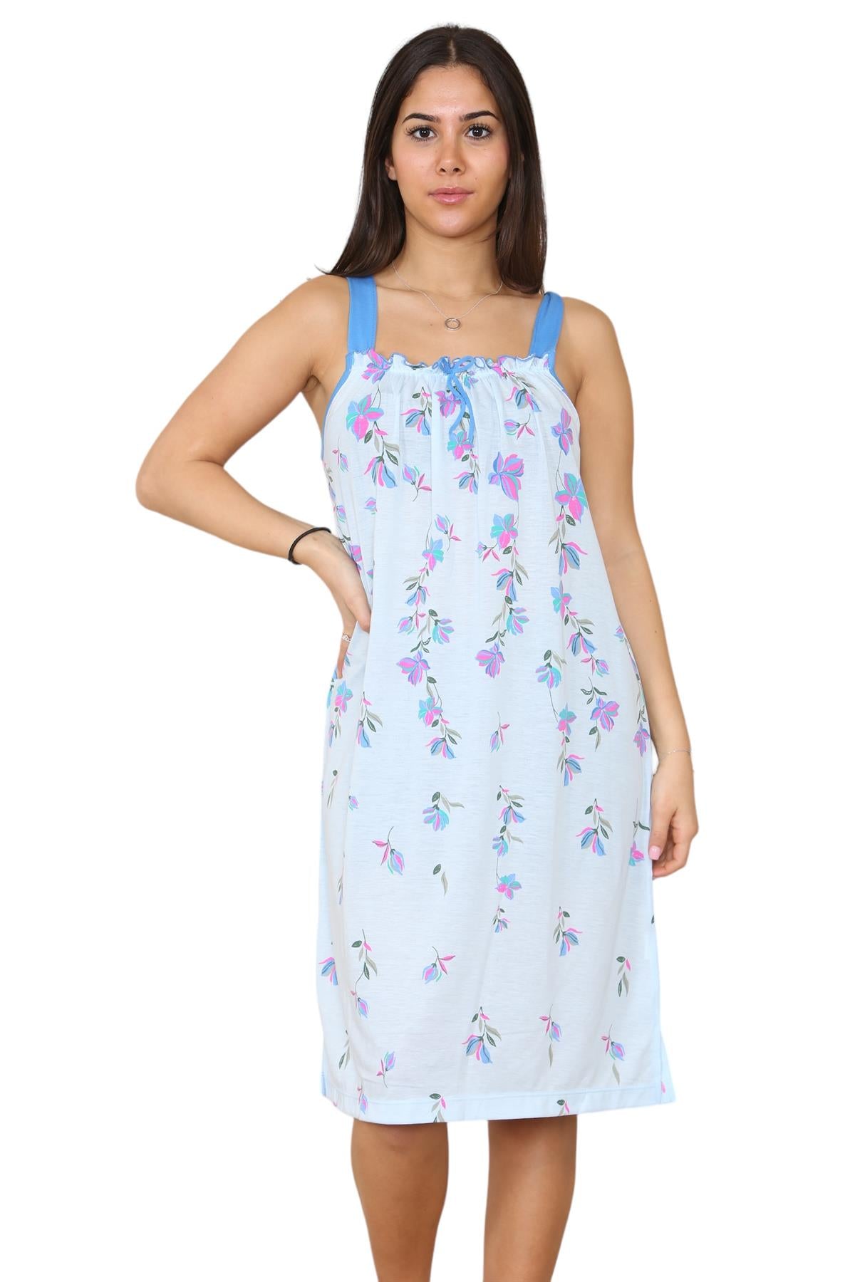 Ladies Strappy Nightdress Short Floral Sleeveless Nightwear