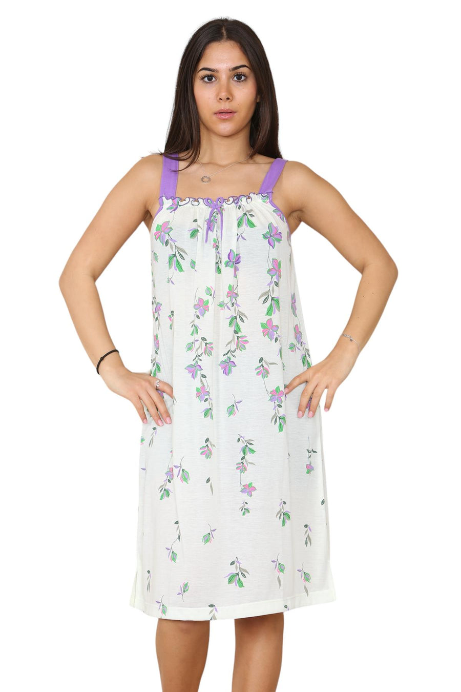 Ladies Strappy Nightdress Short Floral Sleeveless Nightwear