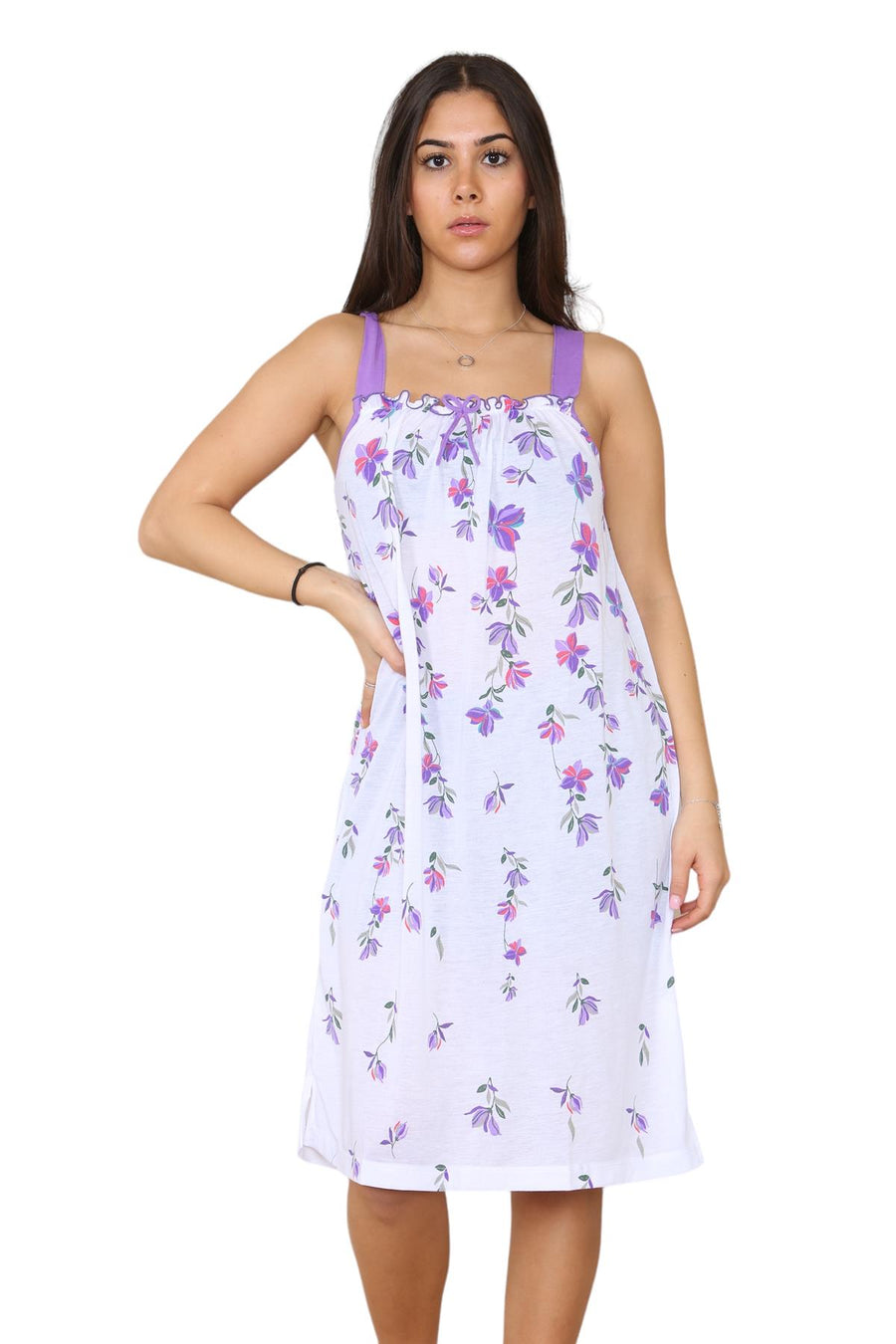 Ladies Strappy Nightdress Short Floral Sleeveless Nightwear