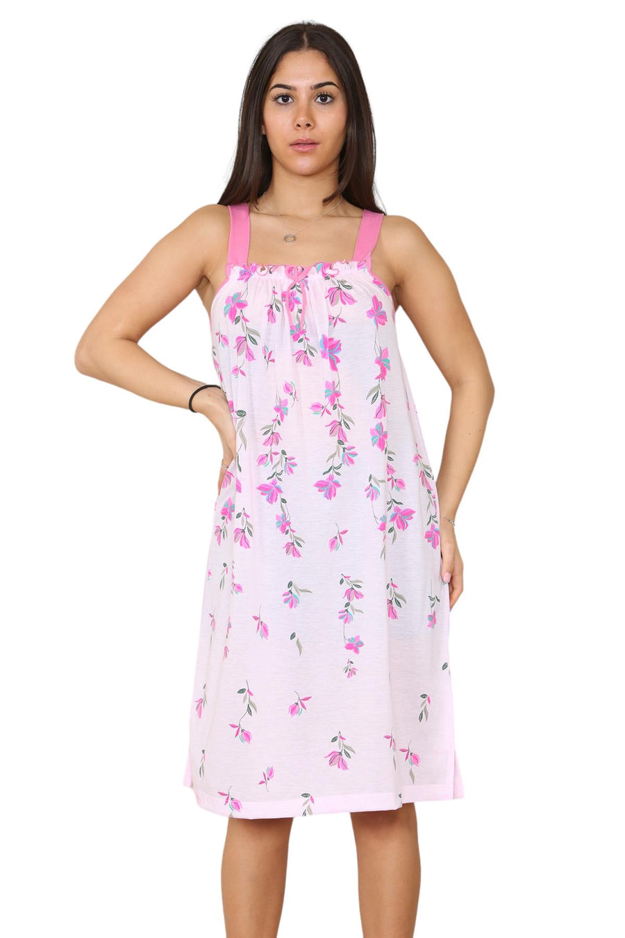 Ladies Strappy Nightdress Short Floral Sleeveless Nightwear