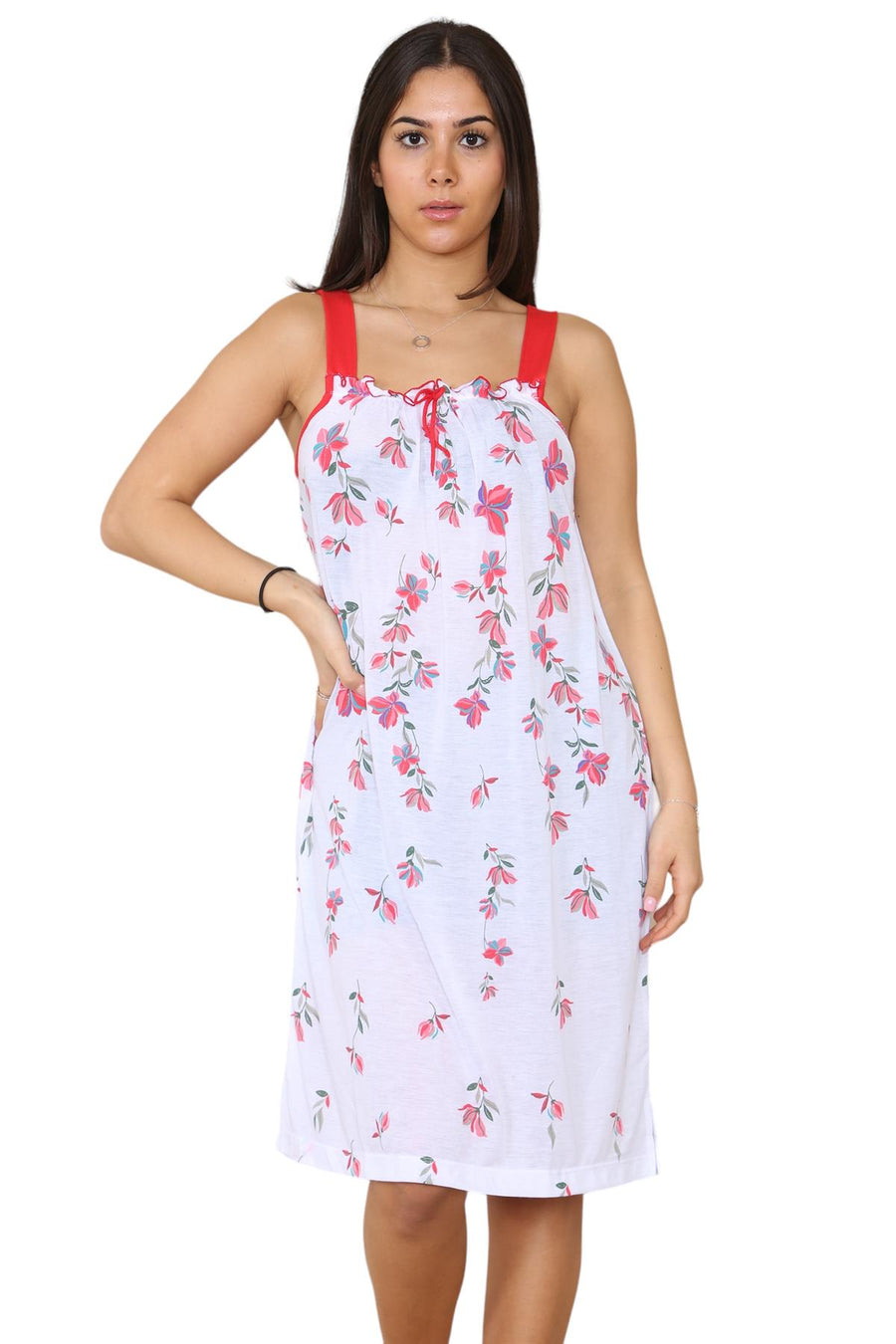 Ladies Strappy Nightdress Short Floral Sleeveless Nightwear