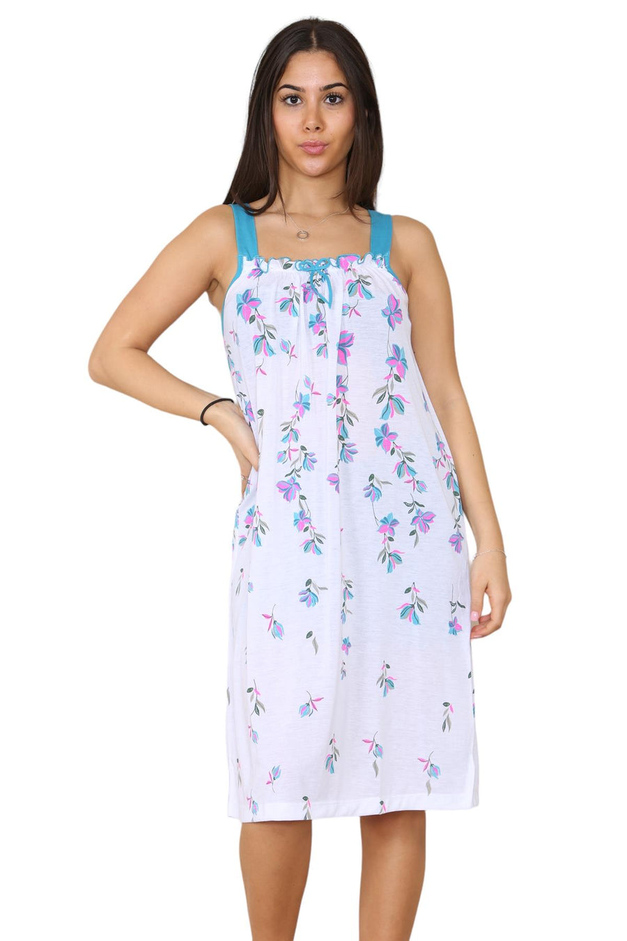 Ladies Strappy Nightdress Short Floral Sleeveless Nightwear