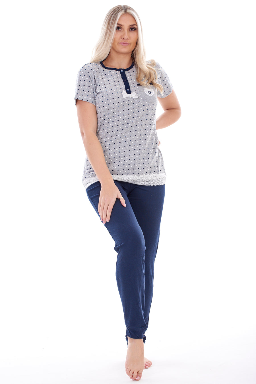 Ladies Plain 3 Piece Pyjama Set