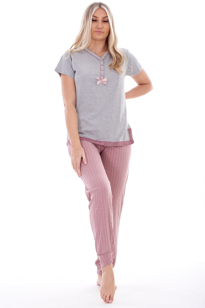 Ladies Polka Dot 3 Piece Pyjama Set