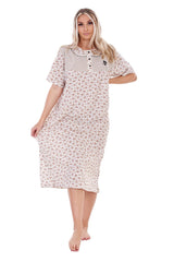Ladies Nightdress Cotton Floral Short Sleeve