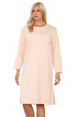 Women Thermal Nightwear Polka Dot Button Winter Nightie