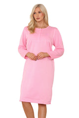 Women Thermal Nightwear Polka Dot Button Winter Nightie