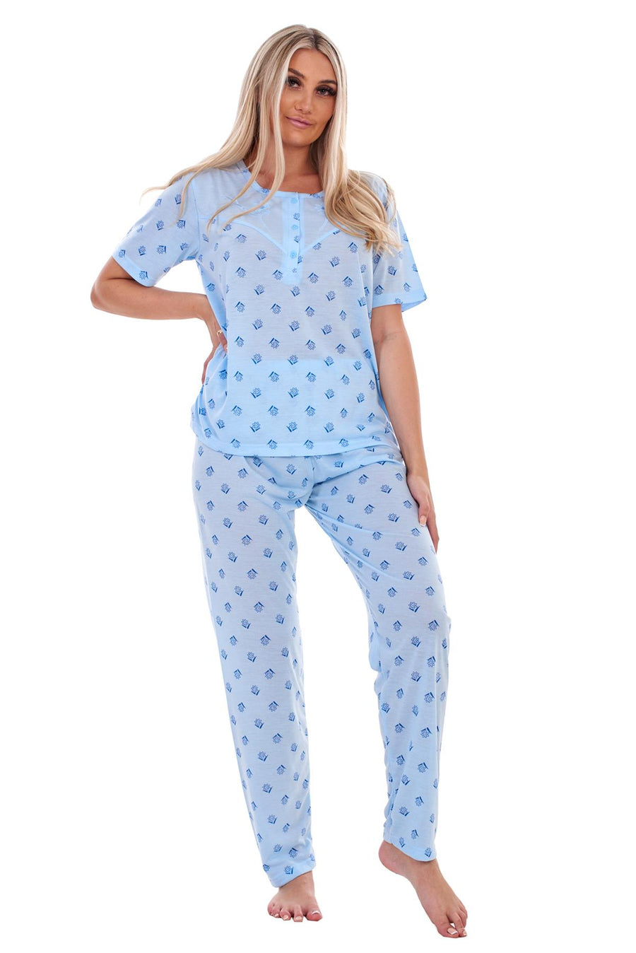Ladies Short Sleeve Floral Short Sleeve PJ Set