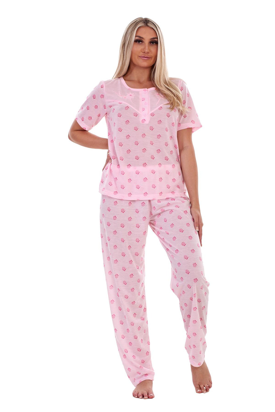 Ladies Short Sleeve Floral Short Sleeve PJ Set