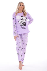 Women’s Panda Print Pyjama Set – Long Sleeve Top & Bottoms Ladies Nightwear Loungewear Sizes M–XXL
