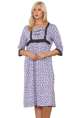 Maternity Heart 3/4 Sleeve Buttons Nightie Nightshirt