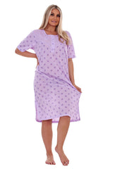 Ladies Plus Size Floral Nightie Short Sleeve