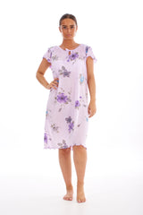 Floral Print Chemise with Cap Sleeve