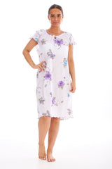Floral Print Chemise with Cap Sleeve