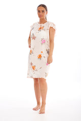Floral Print Chemise with Cap Sleeve