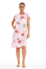 Floral Print Chemise with Cap Sleeve