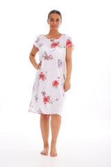 Floral Print Chemise with Cap Sleeve