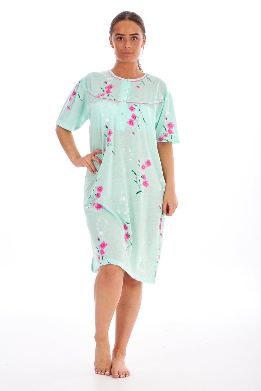 T Shirt Nightdress Floral 100% Cotton