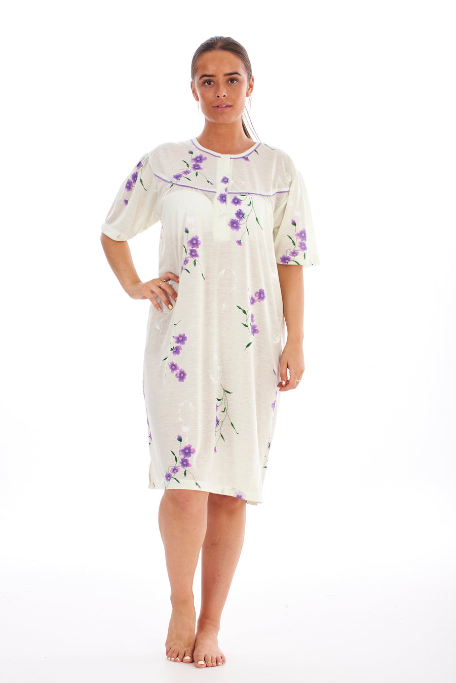 T Shirt Nightdress Floral 100% Cotton