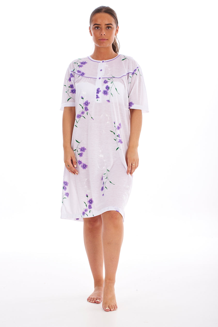 T Shirt Nightdress Floral 100% Cotton