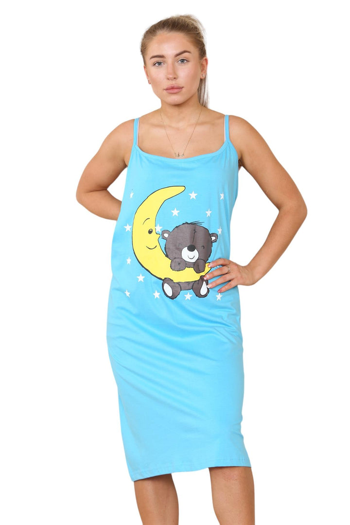 Womens Banana Teddy Stars Sleeveless Nightshirt