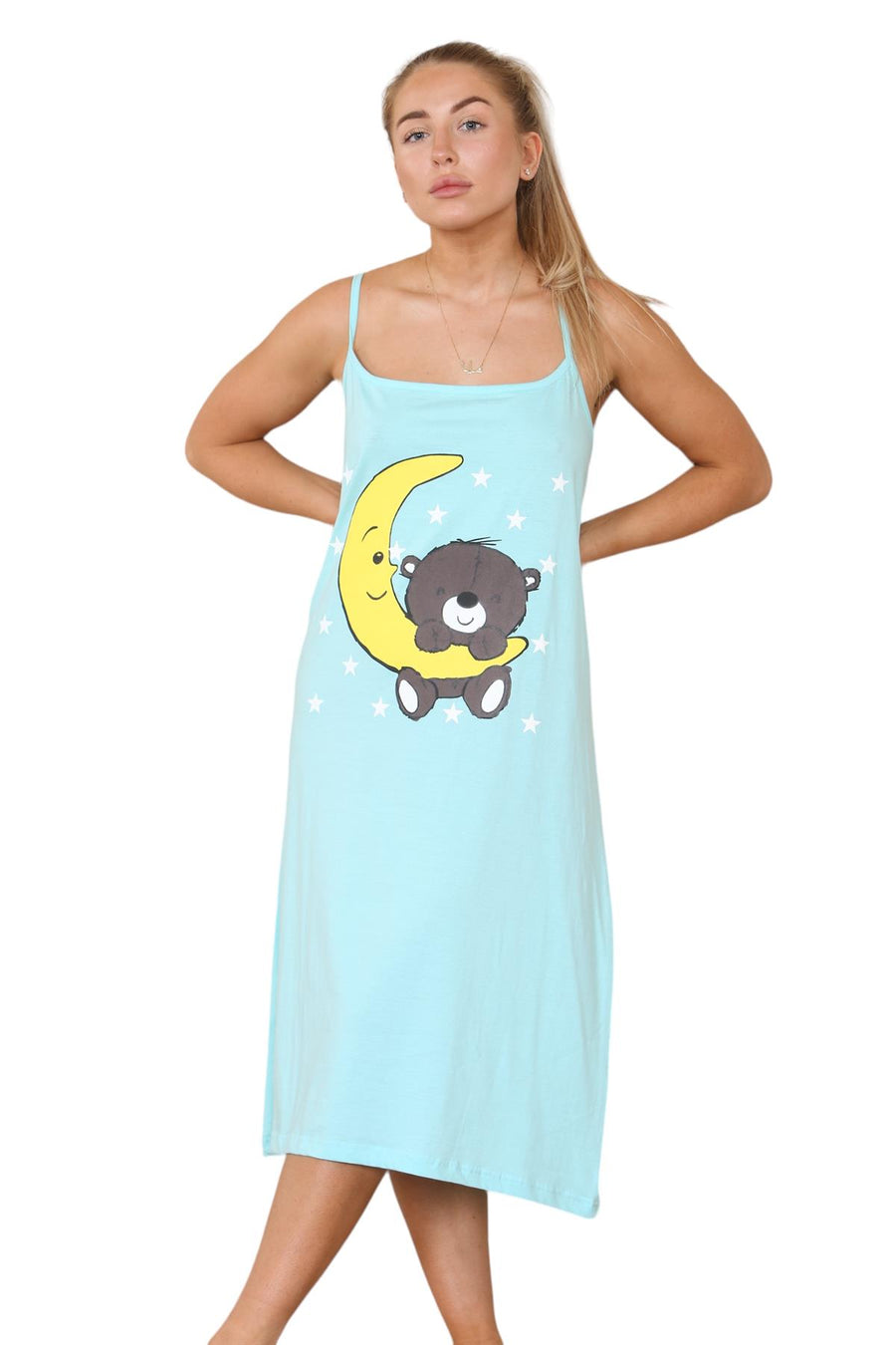Womens Banana Teddy Stars Sleeveless Nightshirt
