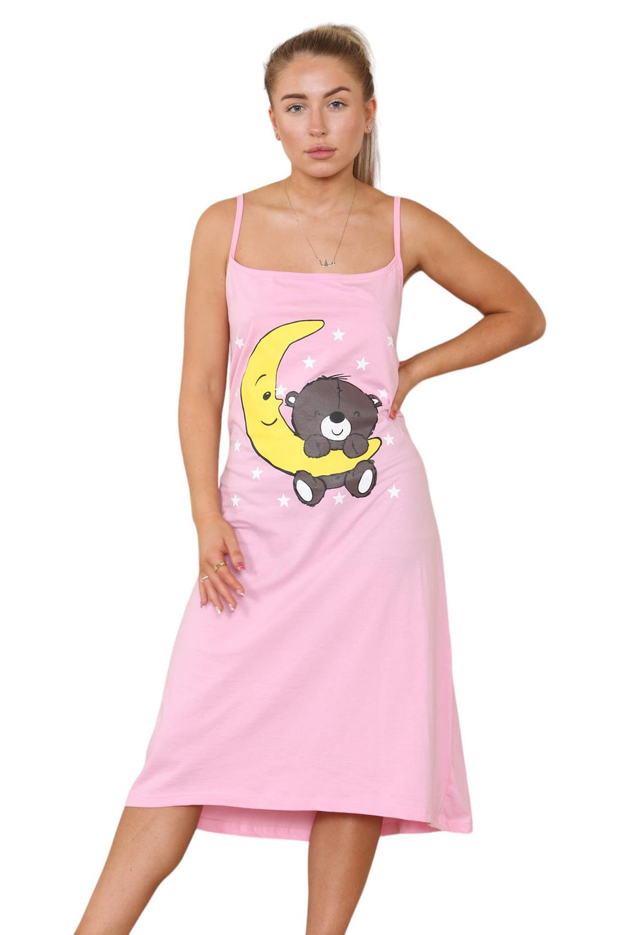 Womens Banana Teddy Stars Sleeveless Nightshirt