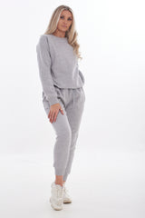 Ladies Solid Sweatshirt-Joggers Set