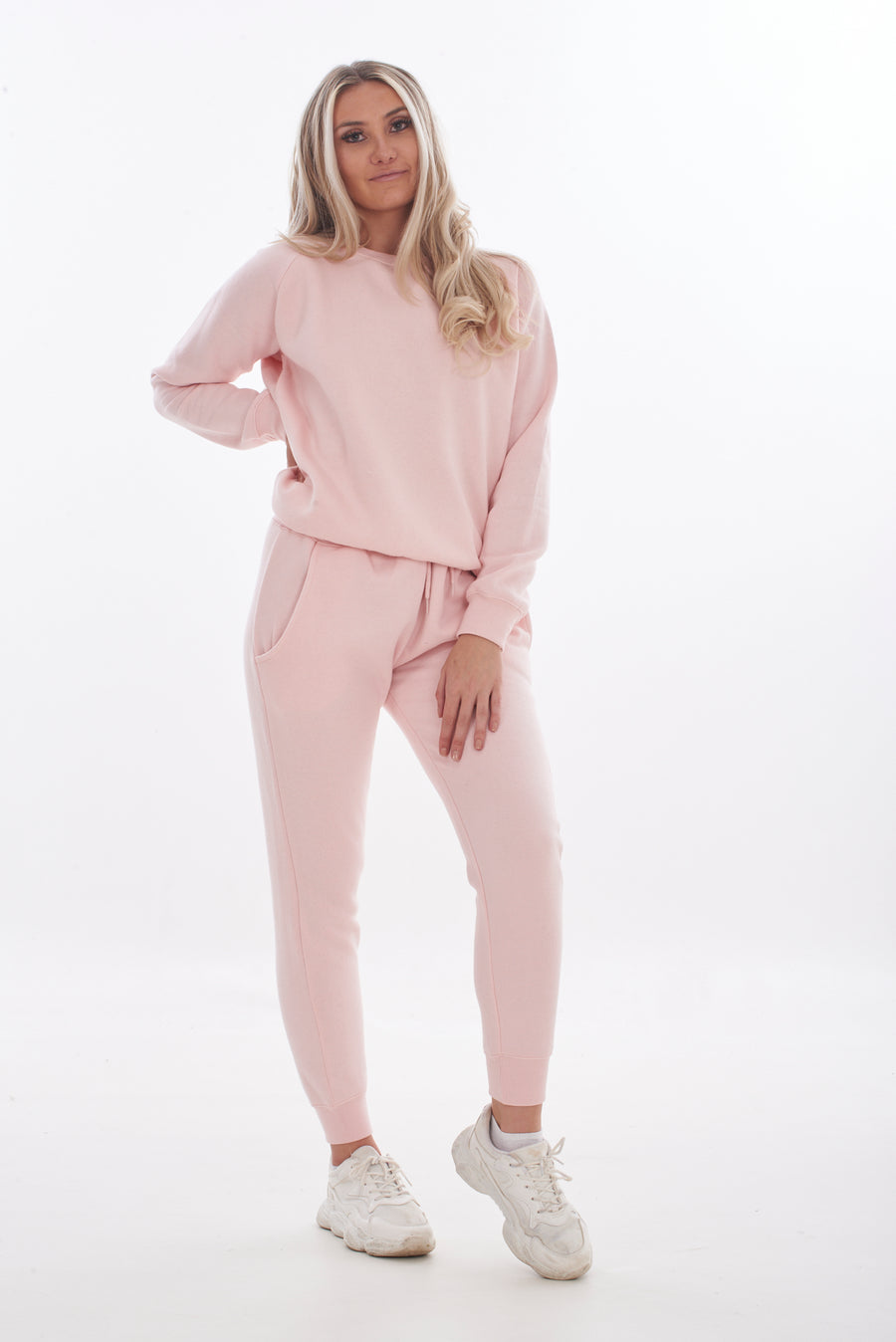 Ladies Solid Sweatshirt-Joggers Set