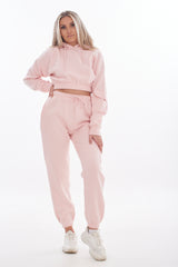Ladies Solid Hooded Sweatshirt-Joggers Set