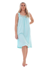 Womens Black Nightdress Cotton Sleeveless Lace Trim Nightie Comfortable Soft M-6XL