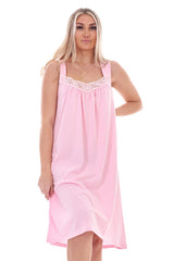 Womens Black Nightdress Cotton Sleeveless Lace Trim Nightie Comfortable Soft M-6XL