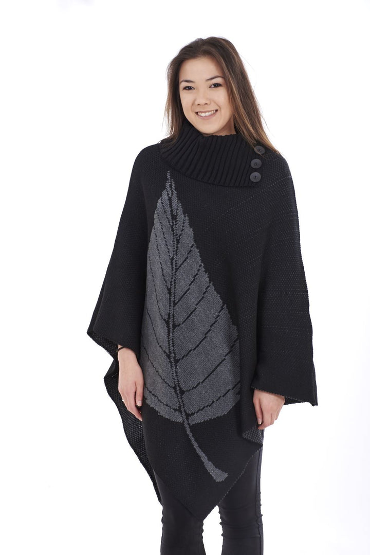 Leaf Printed Ponchos Women One Size