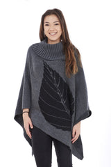 Leaf Printed Ponchos Women One Size