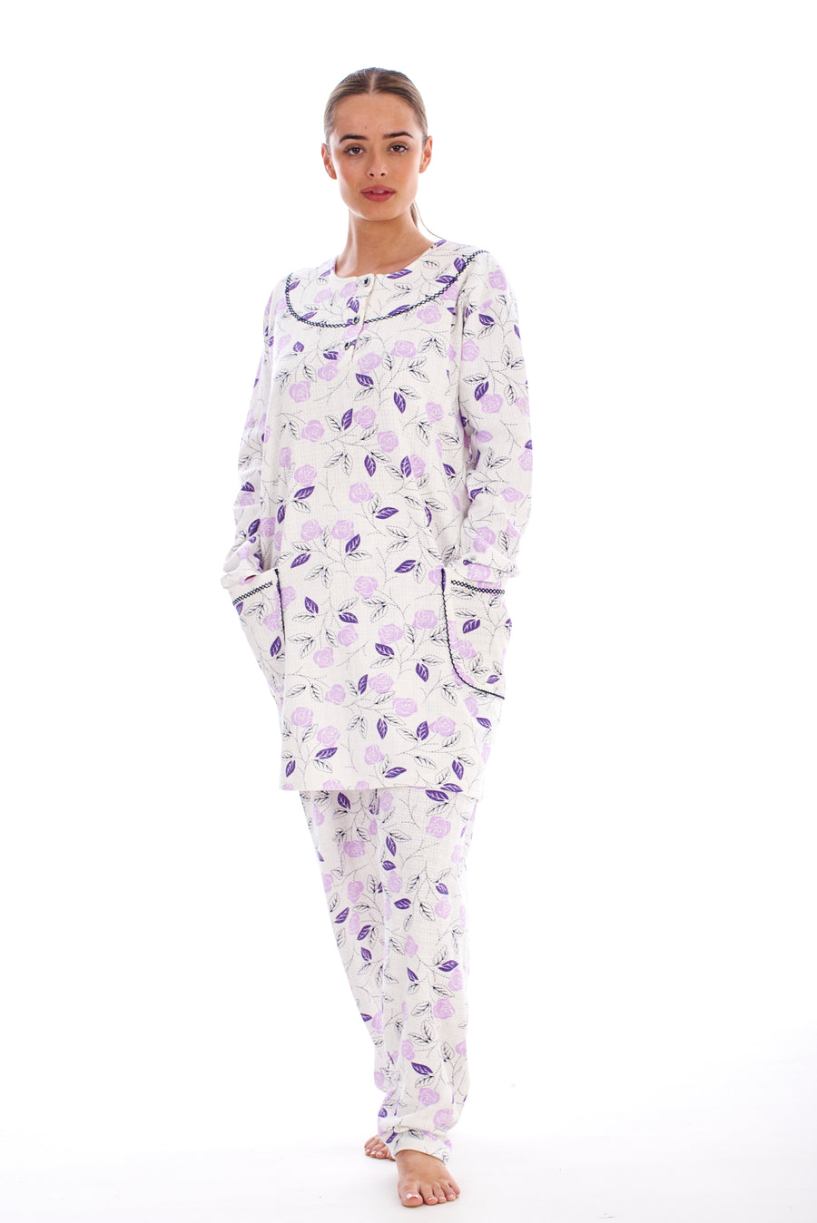 Pocket Thermal PJs Womens Jersey Cotton