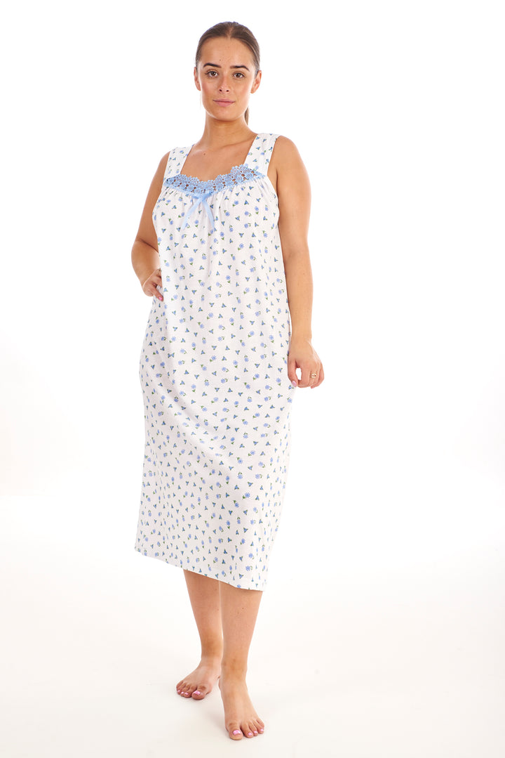 Womens Cotton Long Lace Nightdress