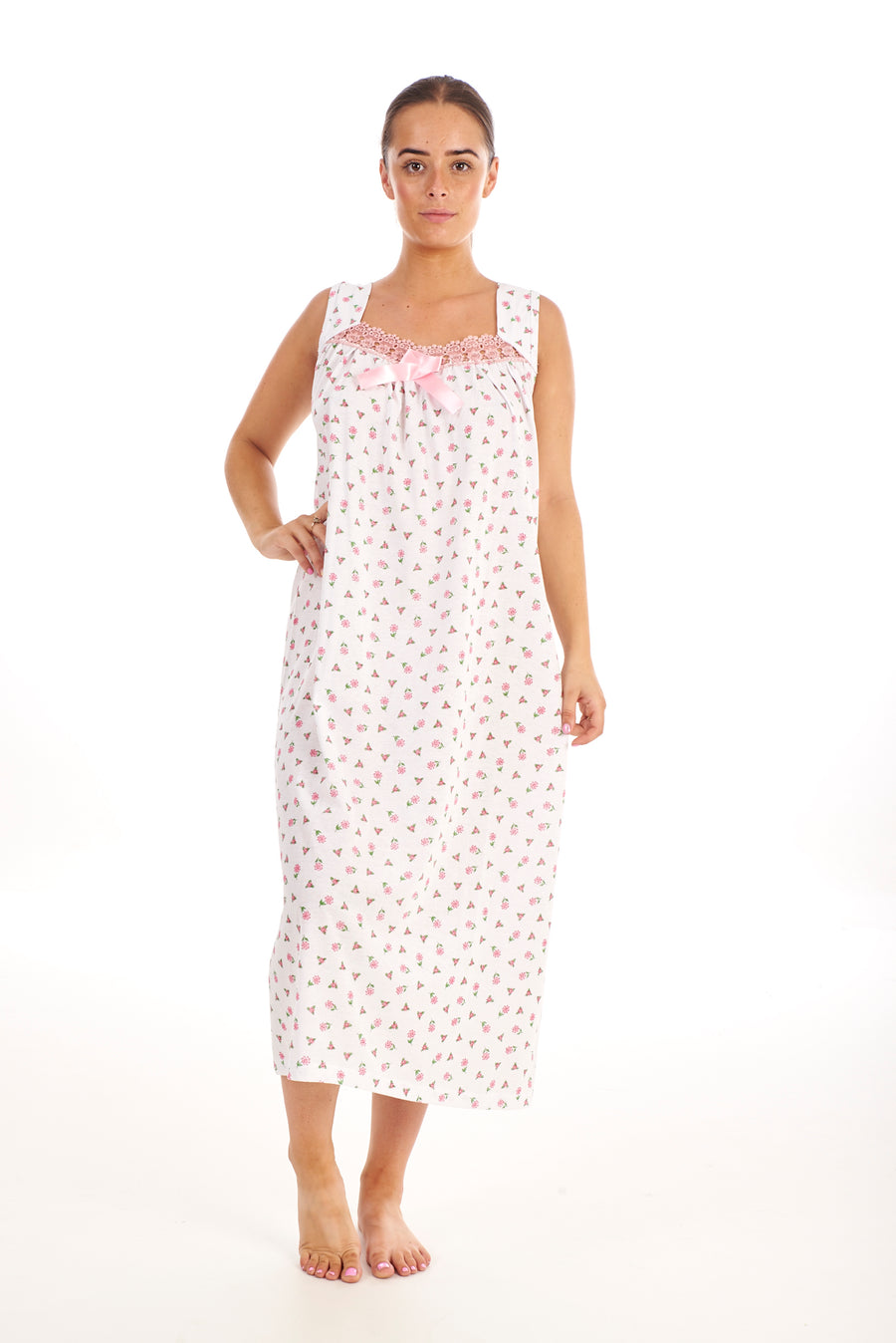 Womens Cotton Long Lace Nightdress