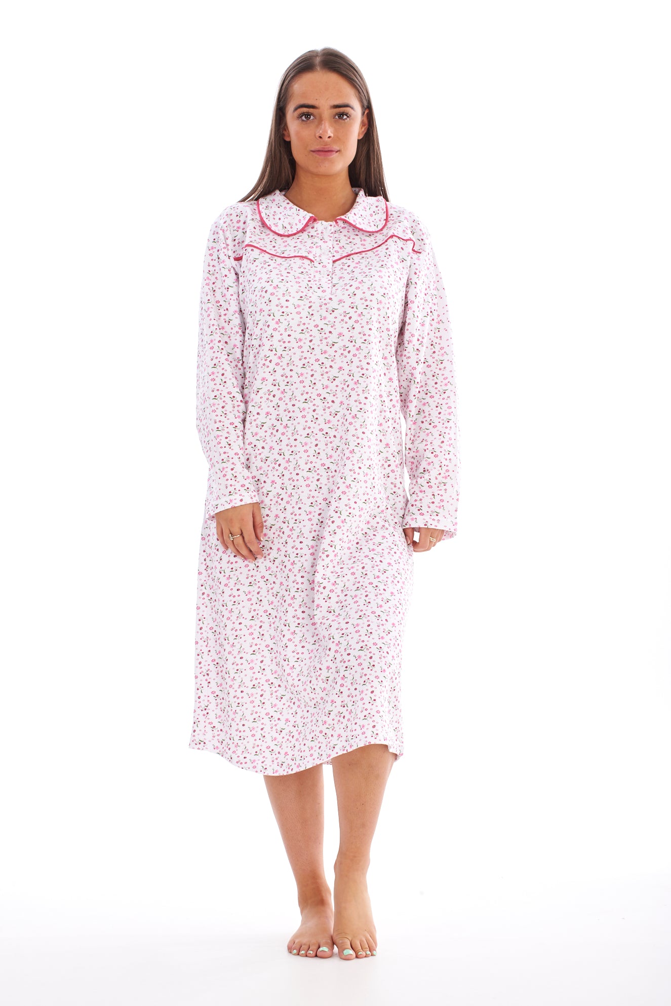 Long Sleeve Fleece Nightdress Cotton