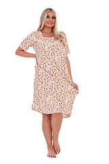 Ladies Short Sleeve Nightshirt Chemise Floral