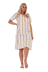 Ladies Short Sleeve Nightshirt Chemise Floral