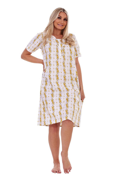 Ladies Short Sleeve Nightshirt Chemise Floral