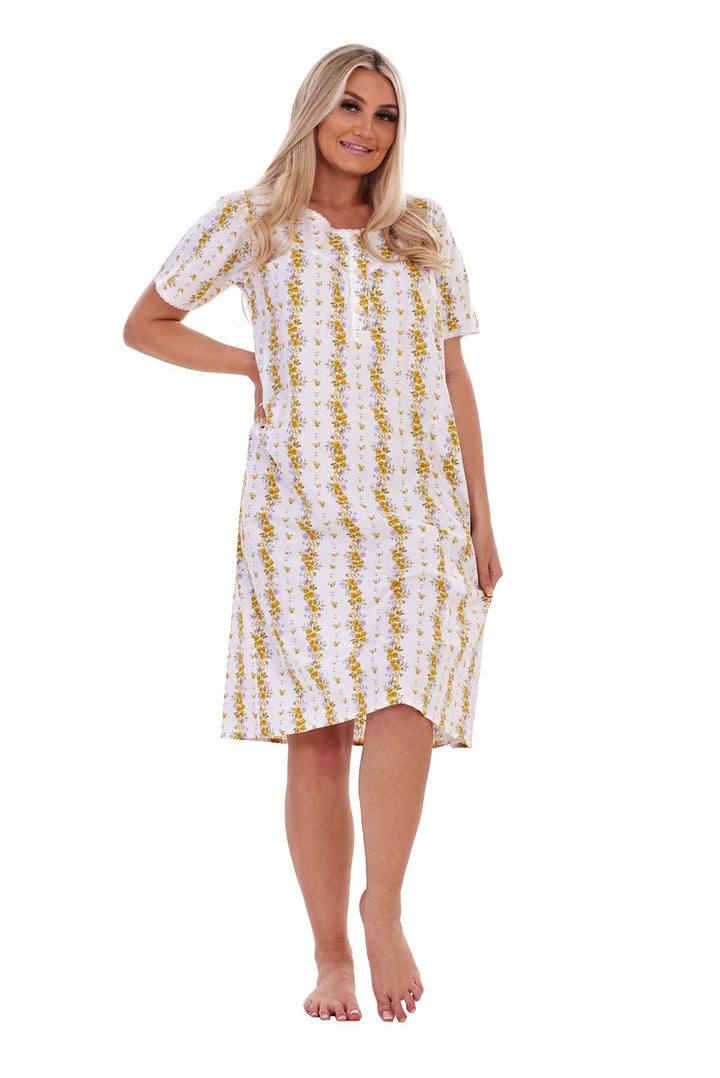 Ladies Short Sleeve Nightshirt Chemise Floral