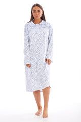 Long Sleeve Fleece Nightdress Cotton