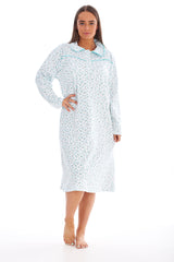 Long Sleeve Fleece Nightdress Cotton